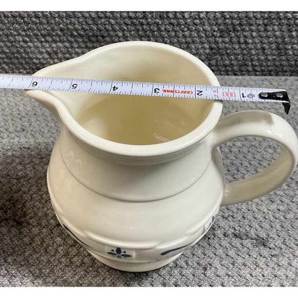 Longaberger Woven Traditions Classic Blue Pottery Small Pitcher 1 Qt. 32 oz USA - Picture 7 of 8